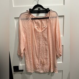 Peach Lace Detail Women's Top